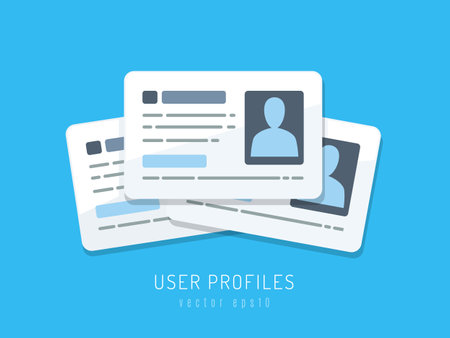User profiles cards flat vector illustrationのイラスト素材