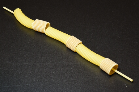 skewer of italian pastaの写真素材