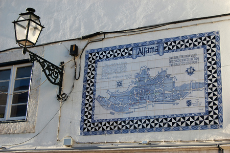 Lisboa: Alfama distict: map of district on the wallのeditorial素材