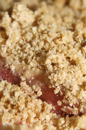 close up image of rhubarb crumble toppingの写真素材