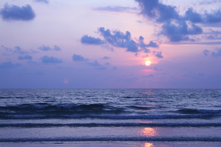 sunset on the beachの写真素材