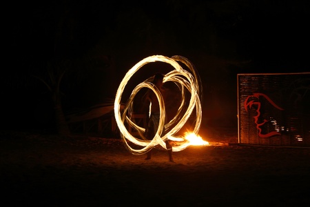 Fire staff swingのeditorial素材