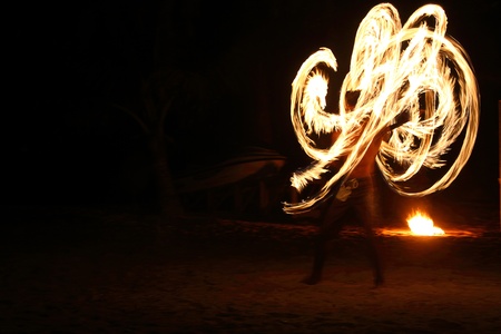 Fire staff swingのeditorial素材