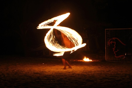 Fire staff swingのeditorial素材