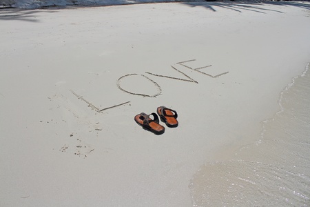 shoe on the beachの写真素材