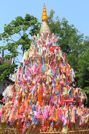 Many Color paper flag in temple of Thailand,For Buddha worshipの写真素材