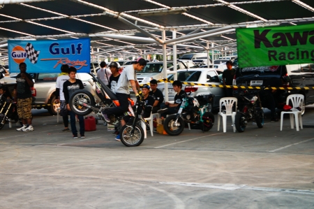 motor stunt show, kawasaki ksr stunt show in thailand 2013のeditorial素材