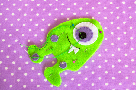 Sewing set for felt monster - how to make a monster handmade toyの写真素材