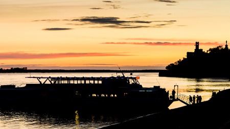 Passenger boat on the Amur river.の写真素材