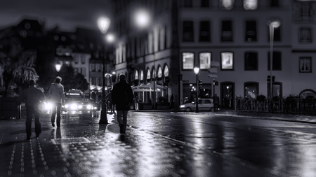 City lights of Strasbourg at night.の写真素材