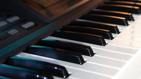 Close view of an electronic musical instrument.の写真素材