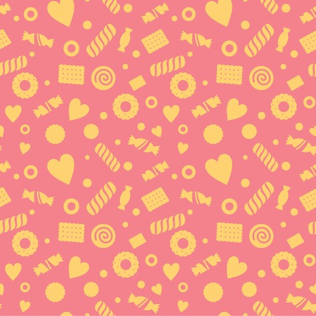 Seamless pattern with candy and cookies, food.のイラスト素材