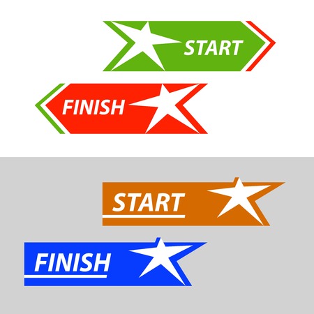Start and finish, vector sticker, button An image with a star similar to the human figure.のイラスト素材