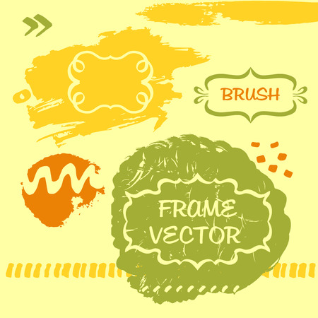 Templates grungy full-color stains, vintage frame and border. Drawn by hand lines and spotsのイラスト素材