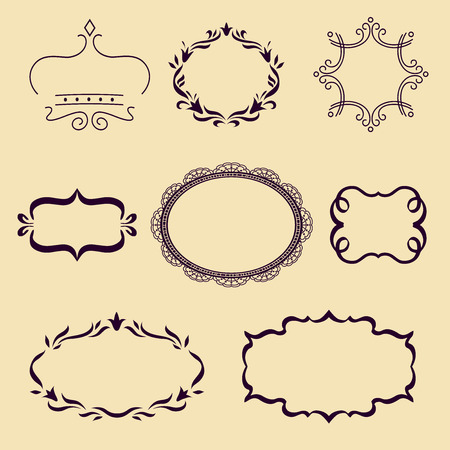 Frames set. Vintage Vector Design Elements Collection.のイラスト素材