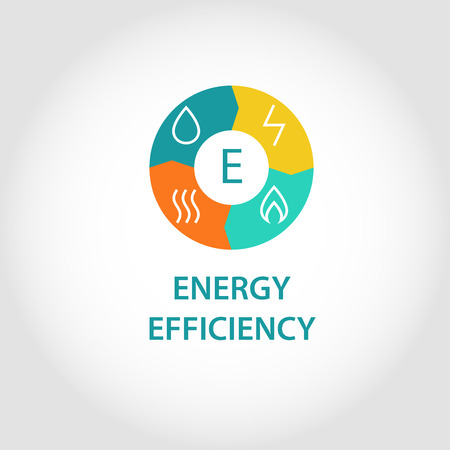 Template vector logo for energy companies, energy management and consumer resources. Flat designのイラスト素材