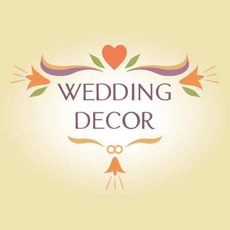 Vector logo in vintage style. Organization of weddings, decor, floral, interior decoration colors.のイラスト素材