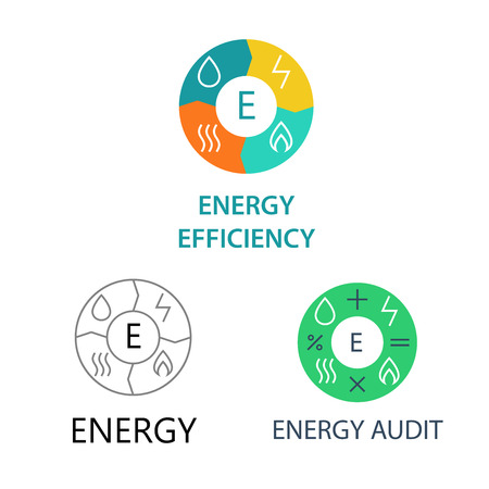Set template vector logos for energy companies, energy management and audit.のイラスト素材