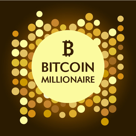 Bitkoinovy millionaire. Conceptual background with the image of sign Bitcoin and gold coins. Image for T shirt apparel designのイラスト素材