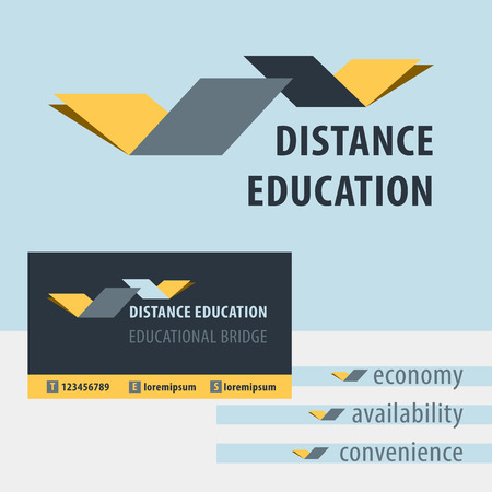 Distance education, the study of the logo. Educational Bridge. Identification of educational services. The concept of a drawbridge, a book, a compound for the purpose of distance learning.のイラスト素材