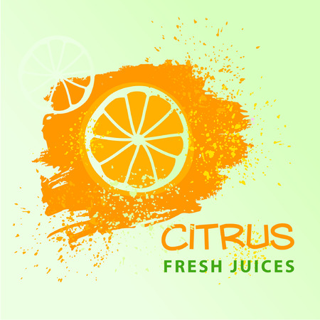 Premium gradient background for fresh juice. Hand drawn fruit design. Citrus dropのイラスト素材