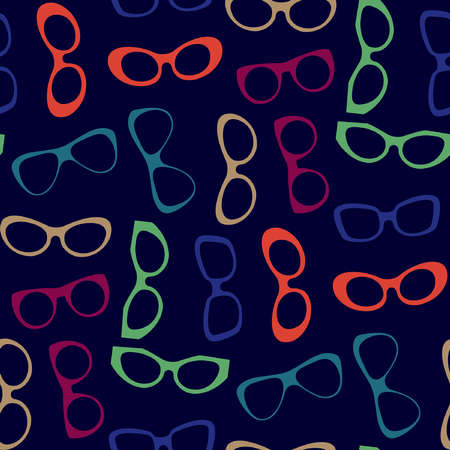 Seamless pattern sunglasses and frames. Cats Eye. Vector silhouette.Spectacles in trendy colors 2016.のイラスト素材