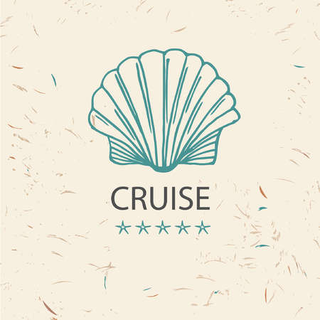 Design icon of cruise travel and tourism. Hand drawn silhouettes. Beach vacation in the tropics beach. icon for advertising tourism companies, tour operators.のイラスト素材