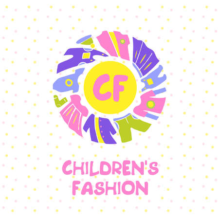 Vector  for child fashion. Template for advertising children store and market. Childrens dress and clothes.のイラスト素材