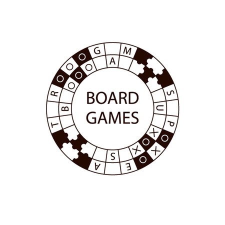 Vector circle board game. White and black illustration with puzzle, checkers games.のイラスト素材