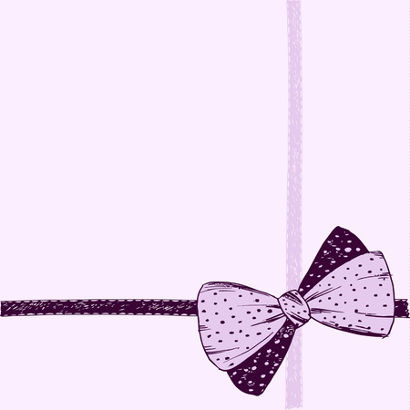 Hand-drawn bow on a pink background. Vector background.のイラスト素材