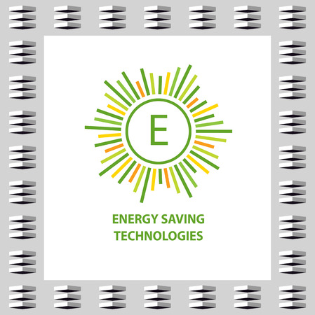 Vector  with letter E.  with concept symbols of natural eco resources and energy. Saving energy resources. Improving energy efficiency.のイラスト素材