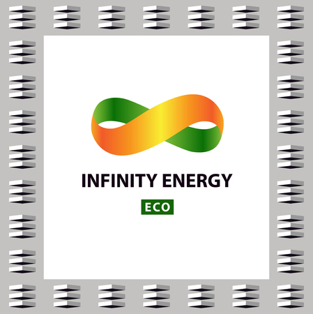 Corporate identity, banner, poster, card with infinity efficiency green eco vector . Color illustration and design template for symbol  of energyのイラスト素材