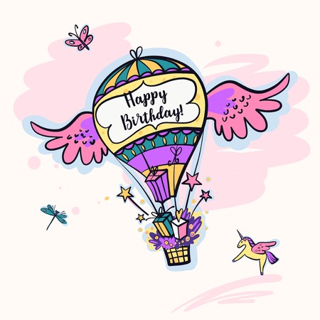 Image vector balloon for happy birthday present.のイラスト素材