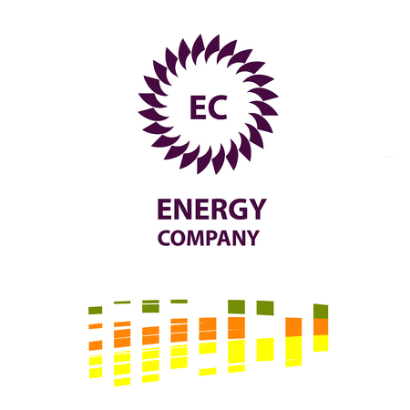 A Vector template logo, banner, poster for efficiency, eco, sun, energy business. Transport, ecological company use of natural resource.のイラスト素材