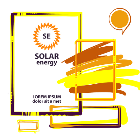 A Vector template logo, banner, poster for efficiency, eco, sun, energy business. Transport, ecological company use of natural resource.のイラスト素材