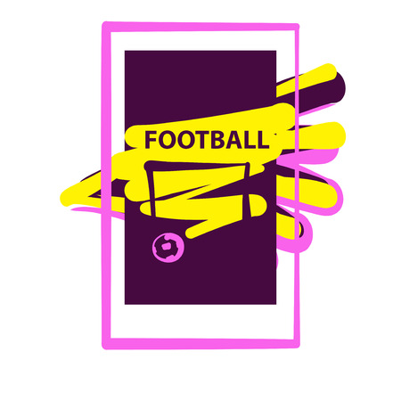 Hand-drawn sketch image template set banner, poster, flyer with emblem, sign, logo, logotype for football, soccer club, team. Vector illustration.のイラスト素材