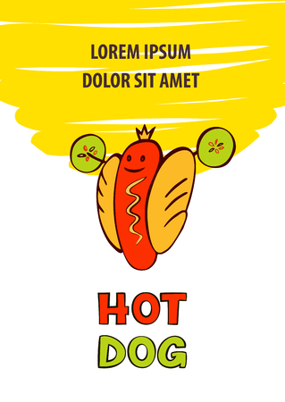 National hotdog day. Freehand drawn image hot dog. Sketch vector illustrationのイラスト素材