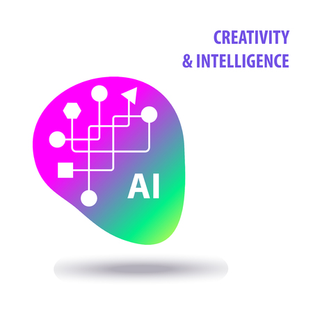 Abstract figure and line. Sign for creativity and intelligence activity. Composition of gradient  color  geometric shape. Vector illustration.のイラスト素材