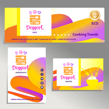 Template cookie shop, poster, banner, flyer. Concept image for eco cooking trend. Invitation card for sweet event, partyのイラスト素材