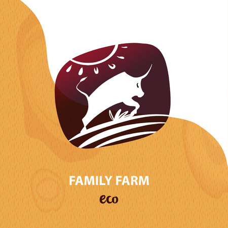 Agro family farm. Concept template for ecology natural product,  organic food local business.のイラスト素材
