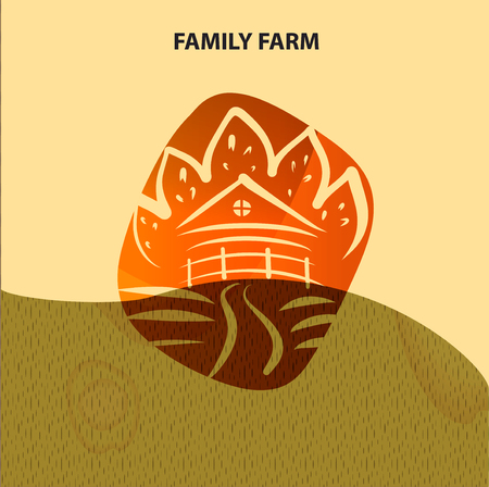 Family farm. Concept template for ecology natural product, organic food local business.のイラスト素材