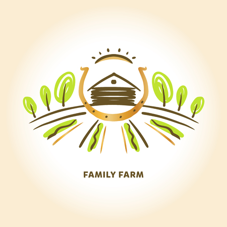 Agro family local farm. Ecology natural product organic food business.のイラスト素材