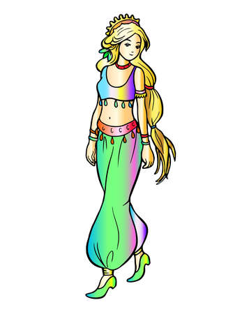 Beautiful Oriental Princess. Cute girl.のイラスト素材