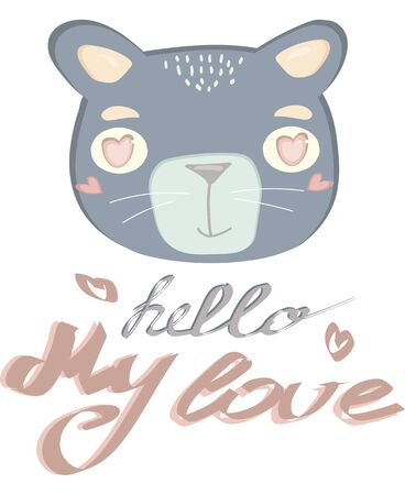 Cute card with hand drawn bearのイラスト素材