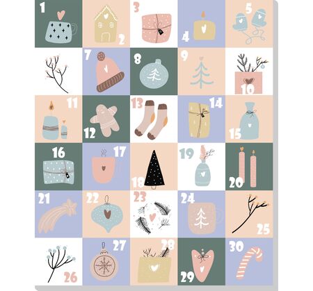 Advent calendar. Christmas poster Vector Illustrationのイラスト素材