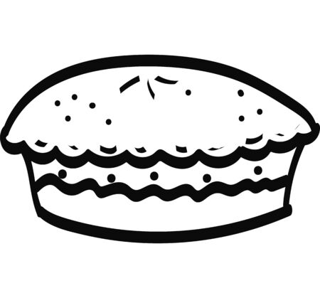 illustration of cake Single hand drawn elements greeting cards, posters, stickers and seasonal design. Isolated on white background. Doodle vector illustrationのイラスト素材