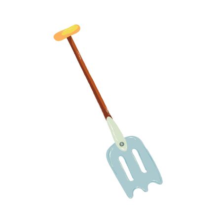 Single garden rake or garden tools. Vector. doodle clipart. Isolated on a white background. For design, cards, invitation, decoration, stickersのイラスト素材