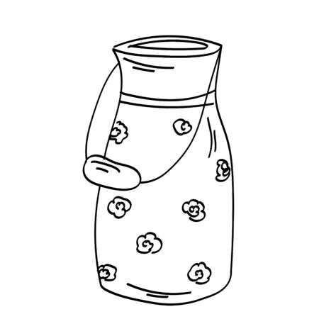Single doodle outline can. Gardening decoration. Vector. doodle clipart. Isolated on a white background. For design, cards, invitation, decoration stickersのイラスト素材