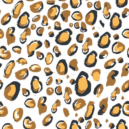 cute cheetah doodle hand drawn flat print seamless pattern. Cartoon abstract animal print. Wild...