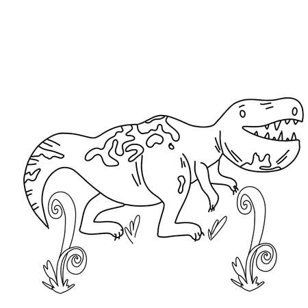 Vector illustration of cute cartoon dinosaur character for children, coloringのイラスト素材